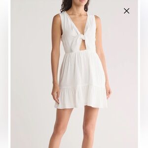 Elodie Tie Front Minidress white size small with lace trim